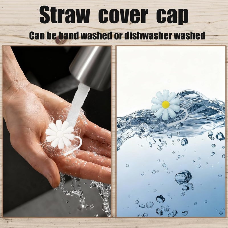 LUBNYSO 5Pcs 0.4in/10mm Diameter Flower Silicone Straw Covers Cap for Stanley Cup, Reusable - Image 4